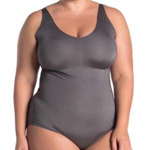 Feather Bra Gray Seamless Shaping Bodysuit 3X